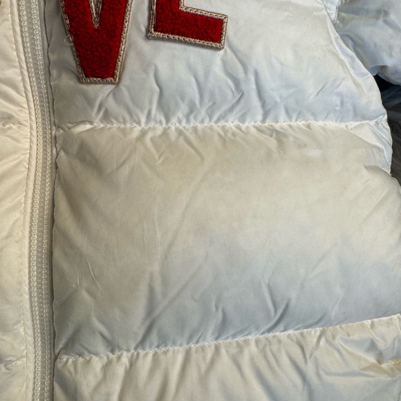 MONCLER Enfant Puffer Jacket LOVE Hoodie White Down Feather Zip 9-12 M ITALY - Picture 15 of 15
